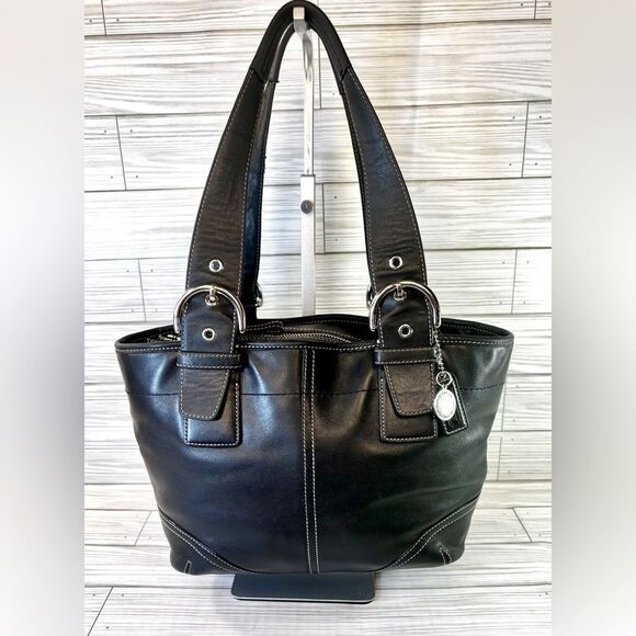 015-Coach: 9544 Vintage 2006 Black Leather Small Tote Bag - Picture 1 of 12